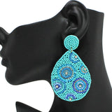 91698, TEARDROP SEED BEADED EARRING