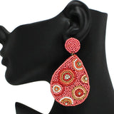 91698, TEARDROP SEED BEADED EARRING