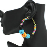 91700, BALL SEED BEADED HOOP EARRING