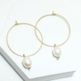 91736, FRESHWATER PEARL ACCENT ROUND HOOP EARRING