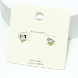 Gold Dipped Dainty Heart Ball Back Stud Earring, Valentine's DAY - view 2