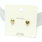Gold Dipped Dainty Heart Ball Back Stud Earring, Valentine's DAY