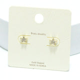 Gold Dipped Dainty Pave Star Stud Earring - view 2