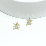 Gold Dipped Dainty Pave Star Stud Earring