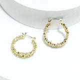 91753, GOLD DIPPED NUGGET BEAD HOOP EARRING