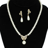 91756, PAVE BUTTERFLY ACCENT PEARL EVENING NECKLACE, WEDDING, BRIDAL, PROM