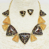 91790, LEOPARD PRINT GEOMETRIC NECKLACE
