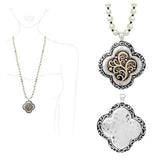 Clover Filigree Charm Long Pendant Necklace
