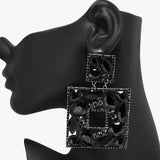 91796, MULTI RHINESTONE SQUARE EVENING EARRING, WEDDING, BRIDAL, PROM