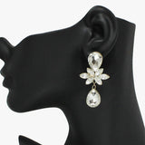 91800, TEARDROP ACCENT RHINESTONE EVENING EARRING, WEDDING, BRIDAL, PROM