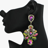 91801, MULTI RHINESTONE EVENING EARRING, WEDDING, BRIDAL, PROM