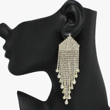91802, PAVE RHINESTONE DROP EVENING EARRING, WEDDING, BRIDAL, PROM