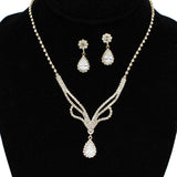 91808, TEARDROP ACCENT CUBIC ZIRCONIA & PAVE RHINESTONE NECKLACE, WEDDING, BRIDAL, PROM