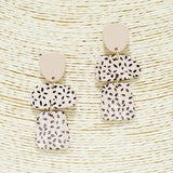 Floral Print Geometric Wood Earring
