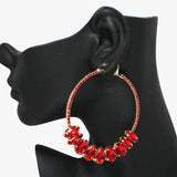 91854, TEARDROP ACCENT RHINESTONE HOOP EARRING, WEDDING, BRIDAL, PROM