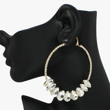 91854, TEARDROP ACCENT RHINESTONE HOOP EARRING, WEDDING, BRIDAL, PROM