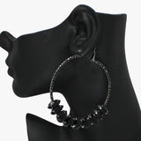 91854, TEARDROP ACCENT RHINESTONE HOOP EARRING, WEDDING, BRIDAL, PROM