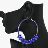 91854, TEARDROP ACCENT RHINESTONE HOOP EARRING, WEDDING, BRIDAL, PROM
