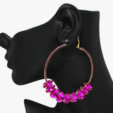 91854, TEARDROP ACCENT RHINESTONE HOOP EARRING, WEDDING, BRIDAL, PROM