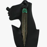 91855, MARQUISE ACCENT RHINESTONE LONG DROP EVENING EARRING, WEDDING, BRIDAL, PROM