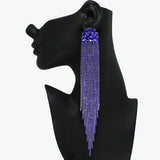 91855, MARQUISE ACCENT RHINESTONE LONG DROP EVENING EARRING, WEDDING, BRIDAL, PROM