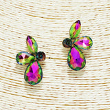 91856, TEARDROP & MARQUISE RHINESTONE EARRING, WEDDING, BRIDAL, PROM