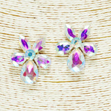 91857, FLOWER RHINESTONE EARRING, WEDDING, BRIDAL, PROM