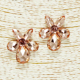 91857, FLOWER RHINESTONE EARRING, WEDDING, BRIDAL, PROM