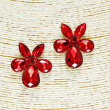 91857, FLOWER RHINESTONE EARRING, WEDDING, BRIDAL, PROM