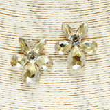 91857, FLOWER RHINESTONE EARRING, WEDDING, BRIDAL, PROM
