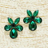 91857, FLOWER RHINESTONE EARRING, WEDDING, BRIDAL, PROM