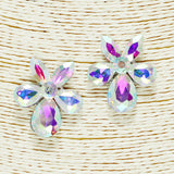 91857, FLOWER RHINESTONE EARRING, WEDDING, BRIDAL, PROM