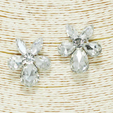 91857, FLOWER RHINESTONE EARRING, WEDDING, BRIDAL, PROM