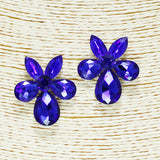 91857, FLOWER RHINESTONE EARRING, WEDDING, BRIDAL, PROM