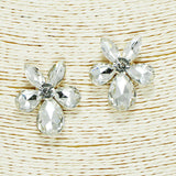 91857, FLOWER RHINESTONE EARRING, WEDDING, BRIDAL, PROM