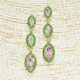 91858, MARQUISE ACCENT RHINESTONE DROP DANGLE EVENING EARRING, WEDDING, BRIDAL, PROM