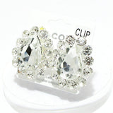 91859, TEARDROP ACCENT RHINESTONE CLIP ON EARRING, WEDDING, BRIDAL, PROM