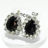 91859, TEARDROP ACCENT RHINESTONE CLIP ON EARRING, WEDDING, BRIDAL, PROM