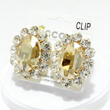 91860, OVAL ACCENT RHINESTONE CLIP ON EARRING, WEDDING, BRIDAL, PROM