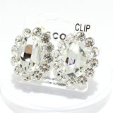 91860, OVAL ACCENT RHINESTONE CLIP ON EARRING, WEDDING, BRIDAL, PROM