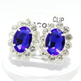 91860, OVAL ACCENT RHINESTONE CLIP ON EARRING, WEDDING, BRIDAL, PROM