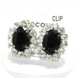 91860, OVAL ACCENT RHINESTONE CLIP ON EARRING, WEDDING, BRIDAL, PROM