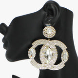 91881, PAVE RHINESTONE MARQUISE ACCENT EVENING EARRING, WEDDING, BRIDAL, PROM