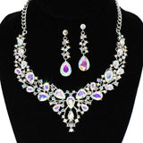 91883, TEARDROP ACCENT RHINESTONE EVENING NECKLACE SET, WEDDING, BRIDAL, PROM