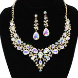 91883, TEARDROP ACCENT RHINESTONE EVENING NECKLACE SET, WEDDING, BRIDAL, PROM