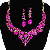 91883, TEARDROP ACCENT RHINESTONE EVENING NECKLACE SET, WEDDING, BRIDAL, PROM