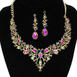 91883, TEARDROP ACCENT RHINESTONE EVENING NECKLACE SET, WEDDING, BRIDAL, PROM