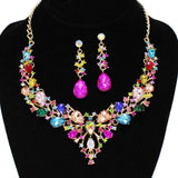 91883, TEARDROP ACCENT RHINESTONE EVENING NECKLACE SET, WEDDING, BRIDAL, PROM