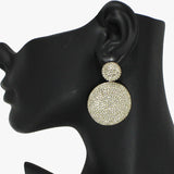 91888, PAVE ROUND RHINESTONE EARRING, WEDDING, BRIDAL, PROM