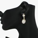 91889, OVAL CUBIC ZIRCONIA WITH RHINESTONE EARRING, WEDDING, BRIDAL, PROM